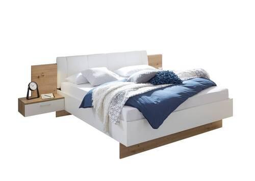 Ágykeret Éjjeliszekrénnyel Masare - Artisan tölgy/fehér, Modern, faalapú anyag (180/200cm)