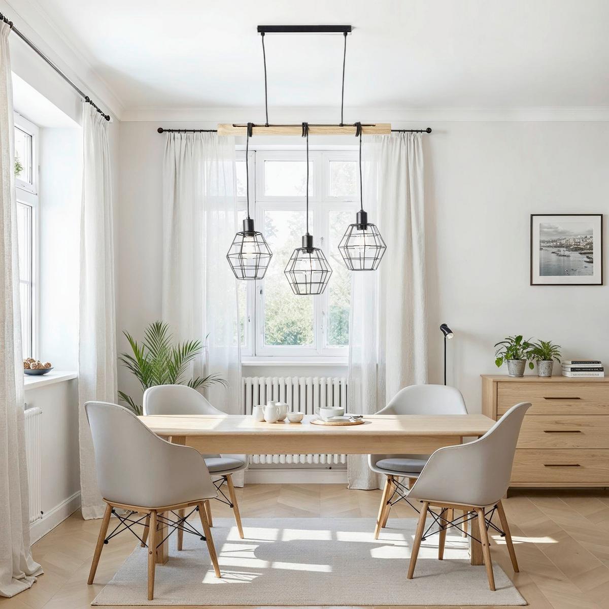 LAMPA ZWIESZANA 99606/76 OTTAWA PE3 - czarny/jasnobrązowy, Natur, metal/drewno (63/120/17,5cm) - Brilliant