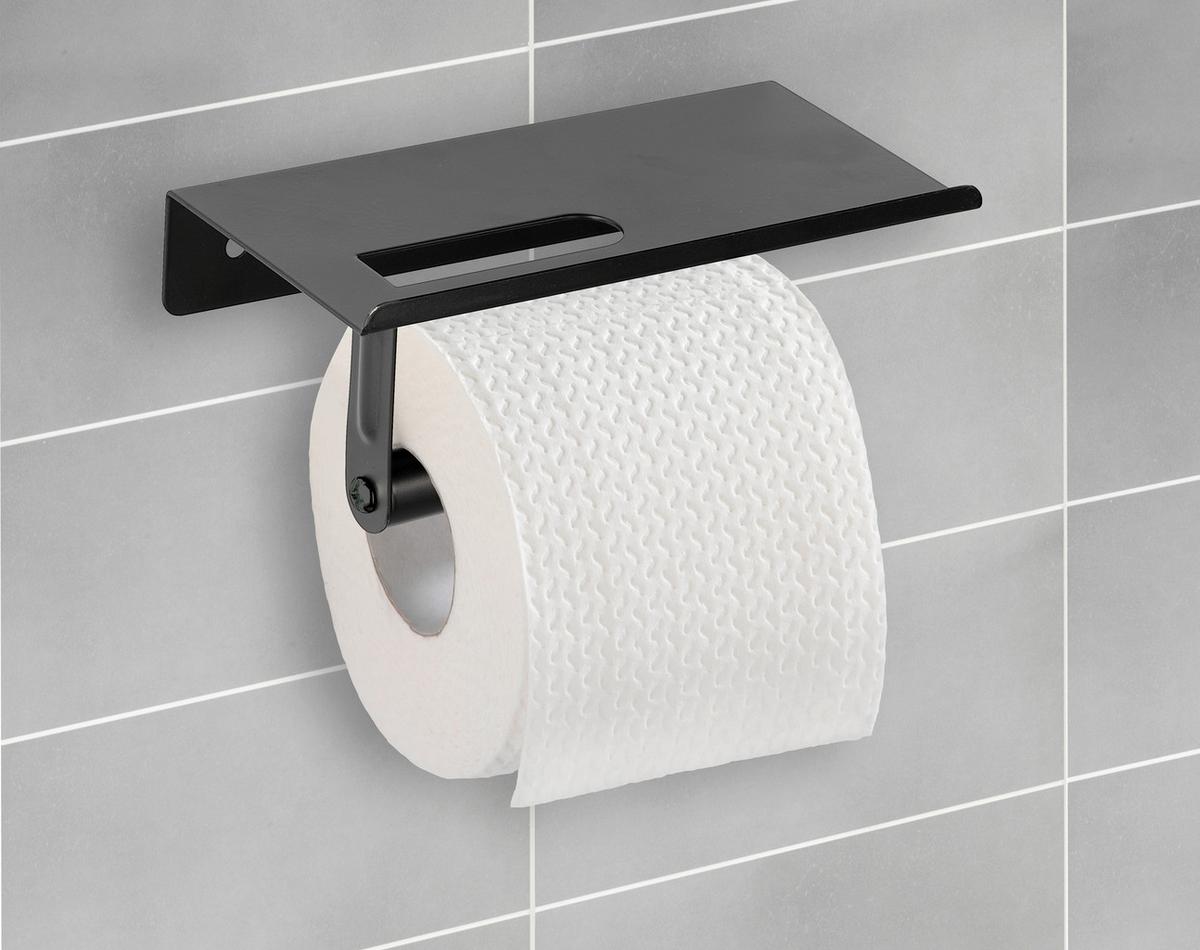 Suport hârtie igienică Allstar Walli - negru, Modern, metal (18/9,5/7,5cm) - Wenko