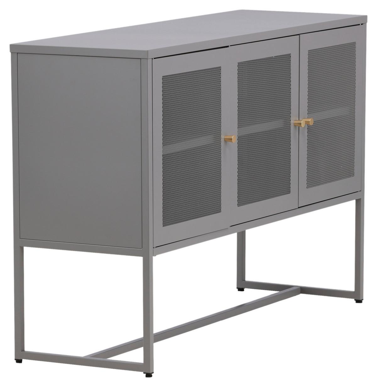 SIDEBOARD MALLA - Hellgrau, Design, Metall (120/80/40cm) - Livetastic