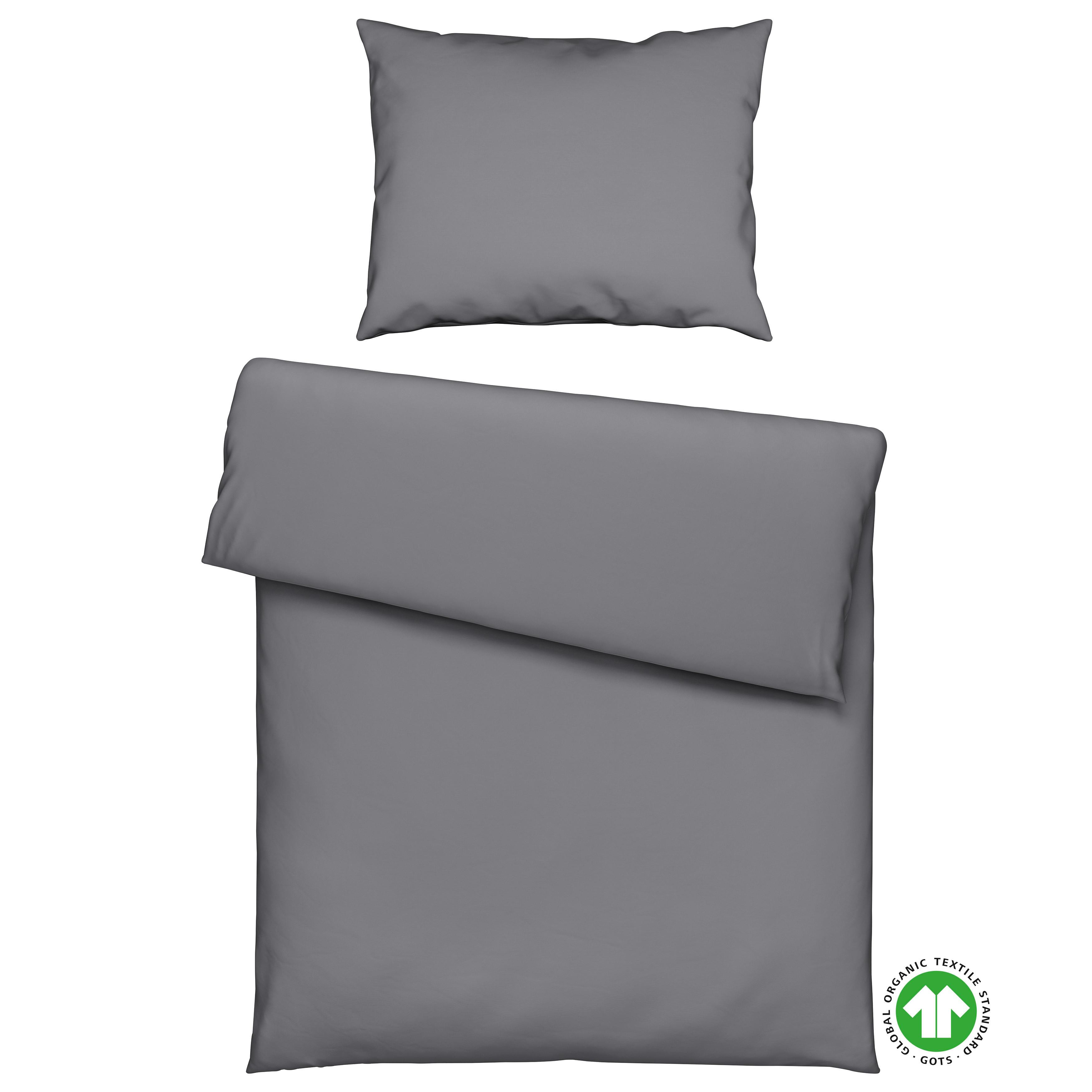 Bettwäsche Bio-Anna Uni Graphitfarben ca. 140x200cm - Graphitfarben, Natur, Textil (140/200cm) - ecoTree