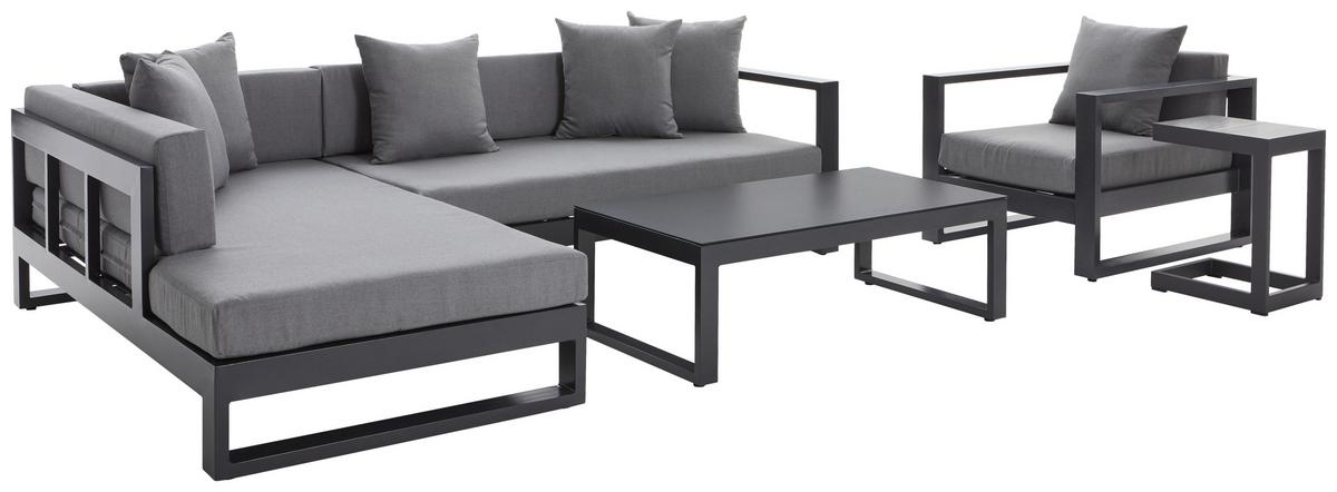 KOMPLET MEBLI TARASOWYCH WILLIS LINKS - antracytowy, Design, metal/tkanina (180/248cm) - Amatio