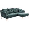 Wohnlandschaft Baggio Blau Velours - Blau/Buchefarben, MODERN, Holz/Textil (277/162cm) - Livetastic