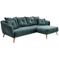 Wohnlandschaft Baggio Blau Velours - Blau/Buchefarben, MODERN, Holz/Textil (277/162cm) - Livetastic
