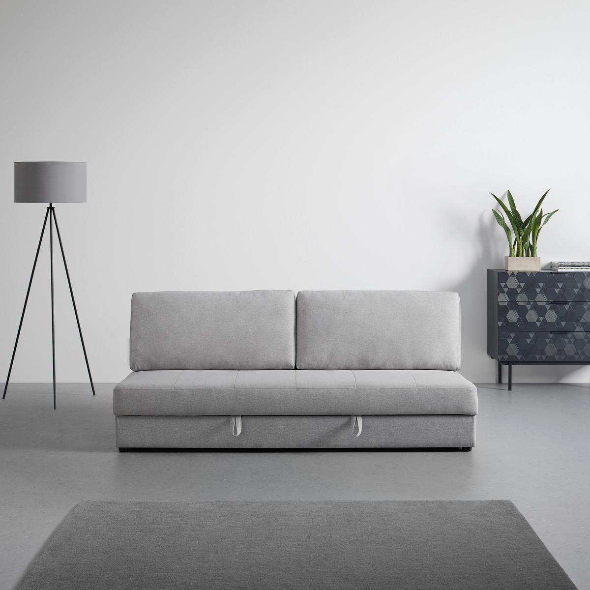 Schlafsofa Claudio Hellgrau Webstoff - Hellgrau/Schwarz, MODERN, Holz/Kunststoff (200/85/93cm) - Bessagi Home