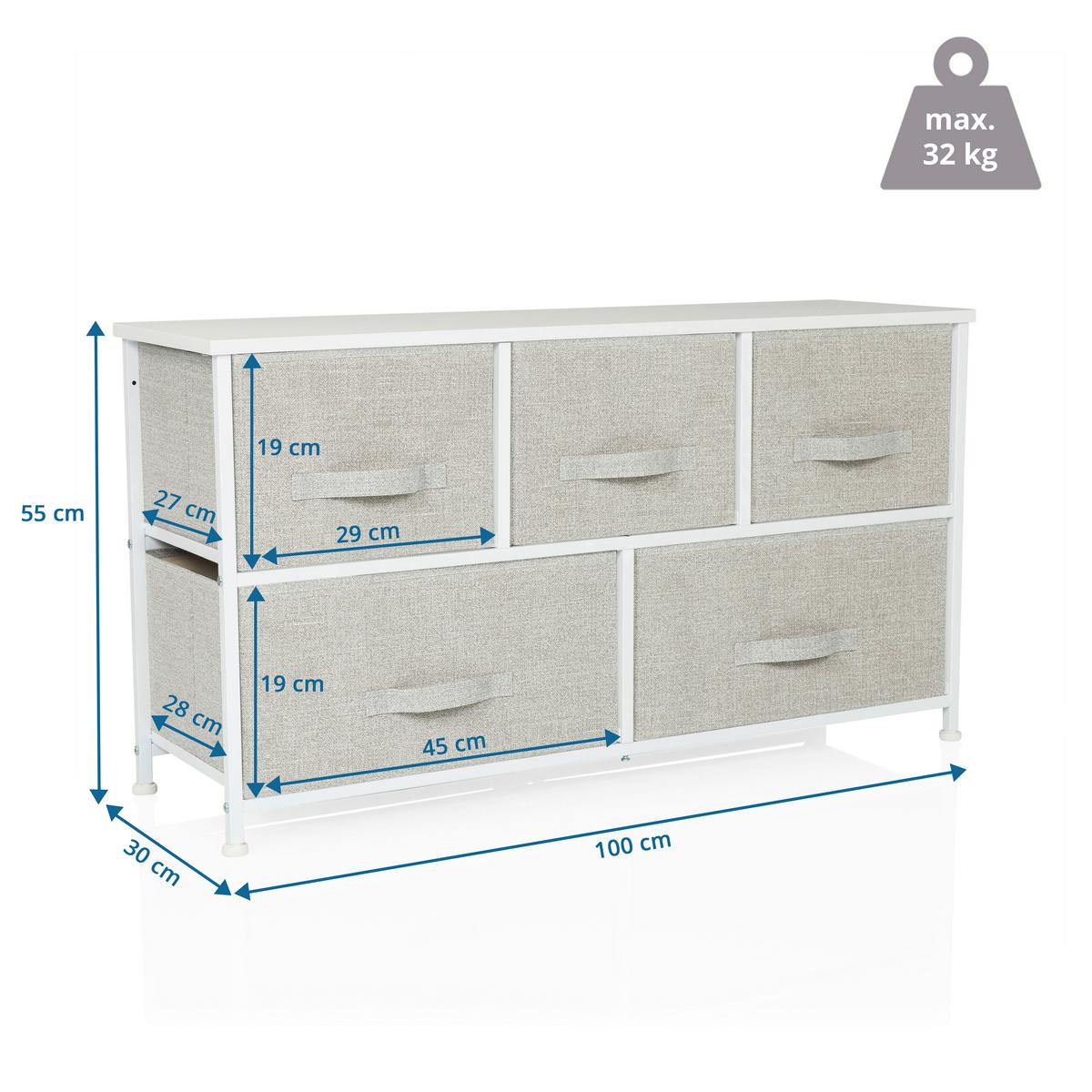 Komoda Foldar, Siva - siva/bela, Moderno, umetna masa/tekstil (100/55/30cm) - MID.YOU