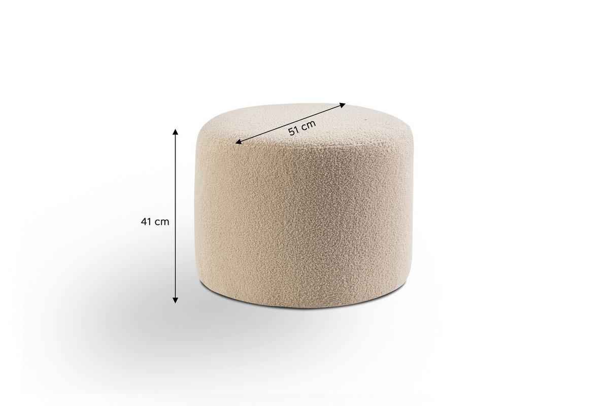 Hocker Kolo Beige - Beige/Schwarz, Basics, Kunststoff/Textil (51/41/51cm) - MID.YOU
