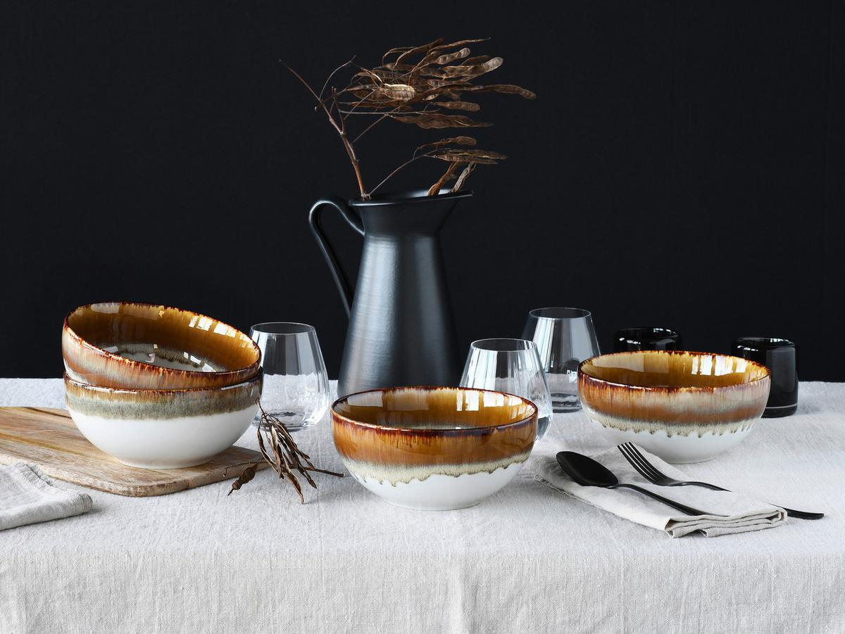 Set Posod Cascade Brown, 4-Delni - bela/rjava, Design, keramika (17,5cm) - Creatable