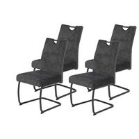 SCHWINGSTUHL-SET LAURINA I S 4ER-SET - Anthrazit/Grau, MODERN, Textil/Metall (50/97/63cm) - P & B