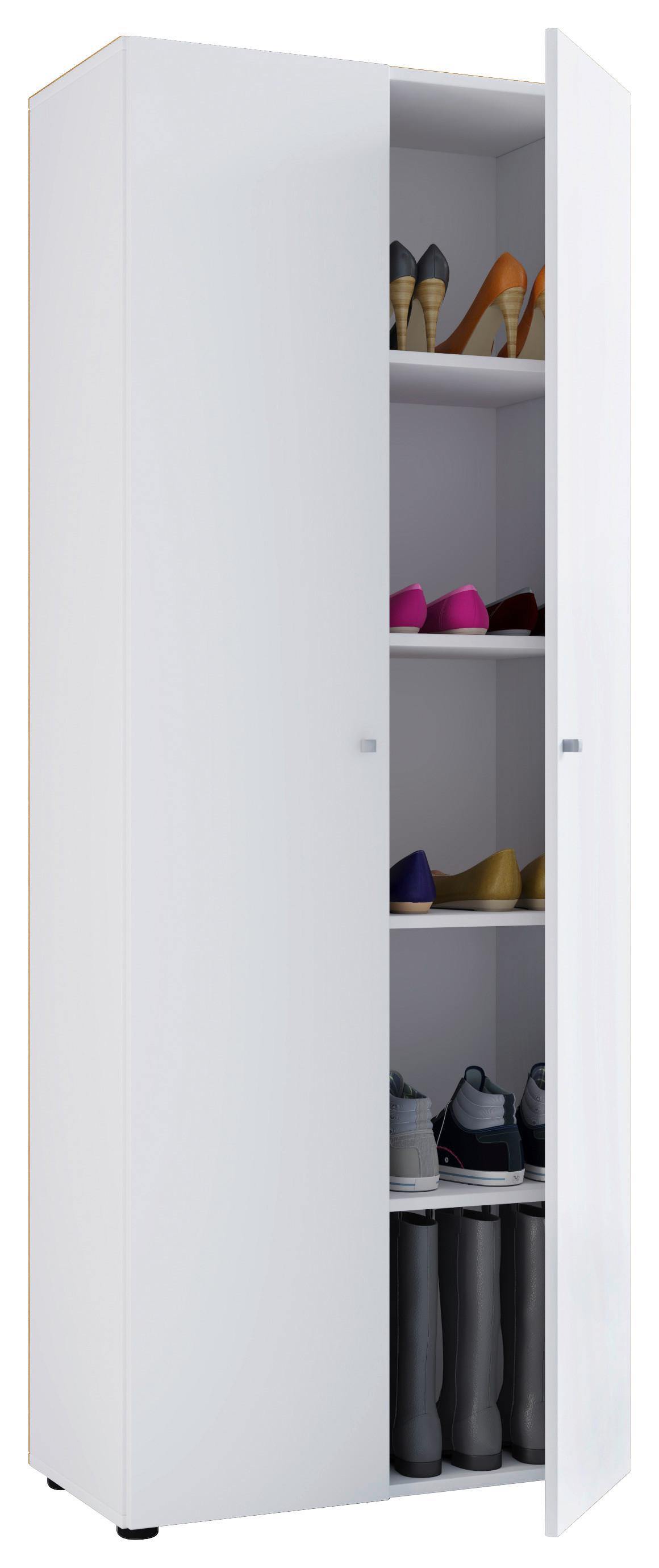 Schuhschrank Vandol I 5 Dt - Weiss/Silberfarben, Design, Holzwerkstoff/Kunststoff (71/180/39cm) - MID.YOU