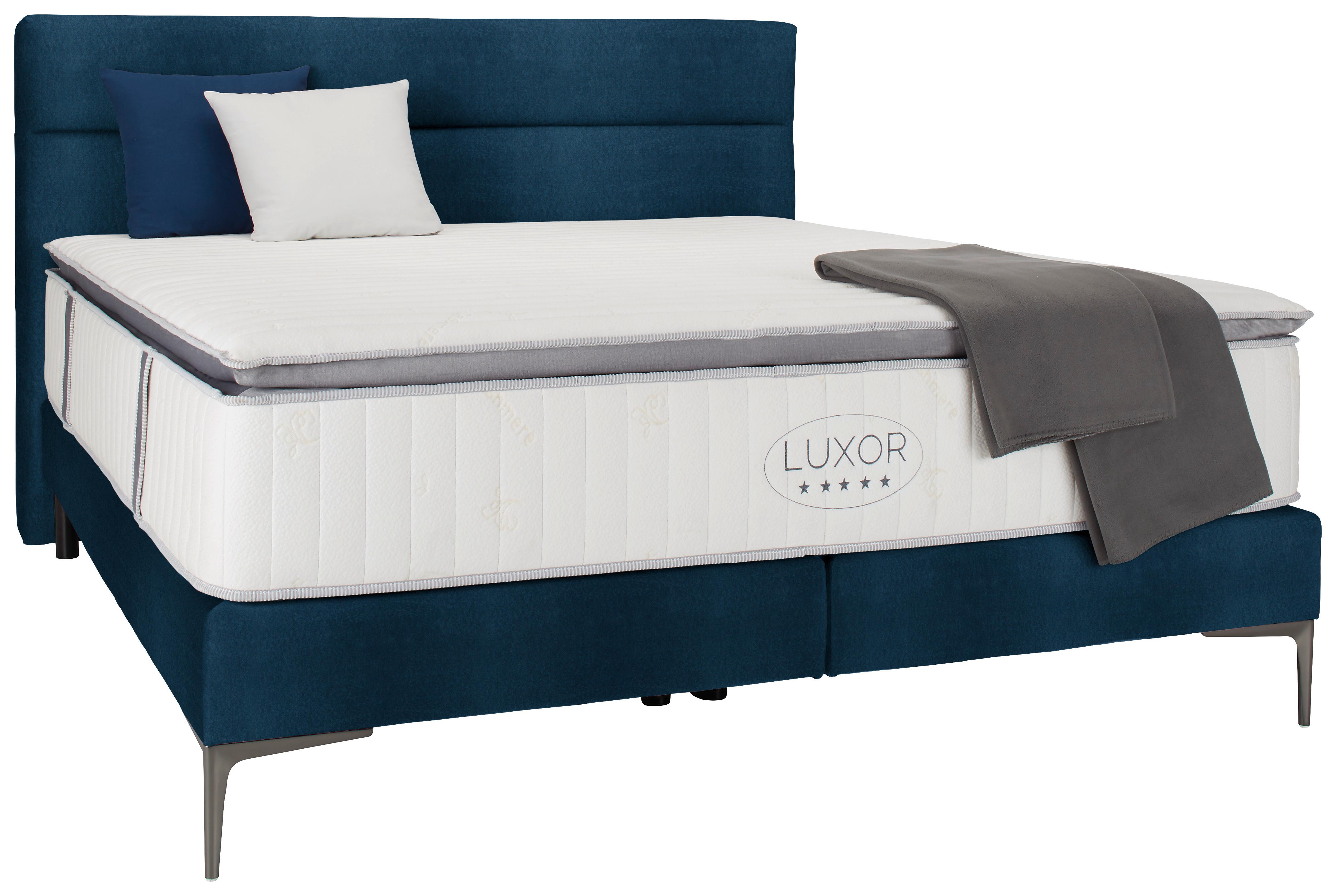 Boxspringbett ca. 180x200cm - Schwarz/Dunkelblau, KONVENTIONELL, Holz/Holzwerkstoff (180/200cm) - Premium Living