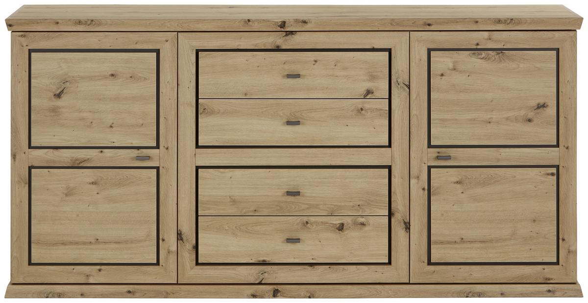 Komoda Harvey, Barva Hrasta - barve hrasta/antracit, Trendi, kovina/leseni material (160/89,5/43cm) - Mömax