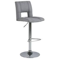 STOŁEK BAROWY SYLVIA - jasnoszary/kolor chromowy, Design, metal/tkanina (41,5/94-115/52cm) - Carryhome