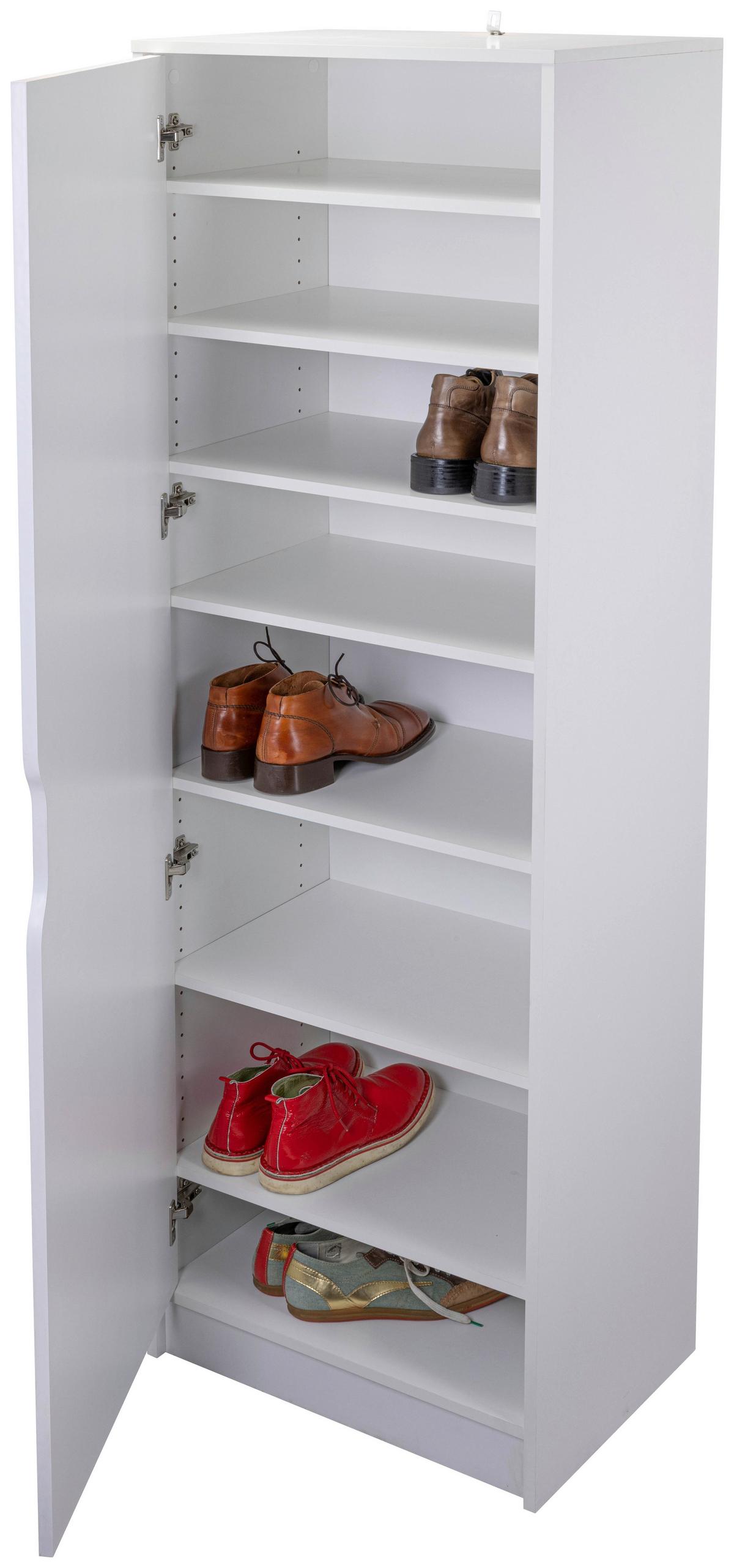 Schuhschrank Westphalen ca.58x190x40cm Weiß - Weiß, Design, Glas/Holz (58/190/40cm) - Livetastic