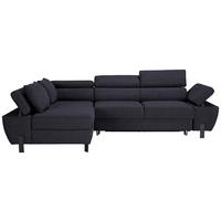 Wohnlandschaft Molina Mini in Dunkelblau - Schwarz/Dunkelblau, MODERN, Textil/Metall (93/90/277cm) - Mömax