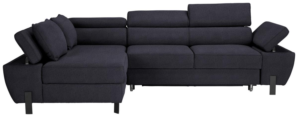 Wohnlandschaft Molina Mini in Dunkelblau - Schwarz/Dunkelblau, MODERN, Textil/Metall (93/90/277cm) - Mömax