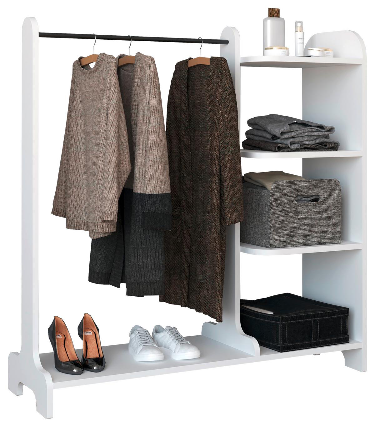 Garderobe LEMPU Weiß ca. 106x110x35 cm - Weiß, MODERN, Holzwerkstoff (106/110/35cm) - MID.YOU