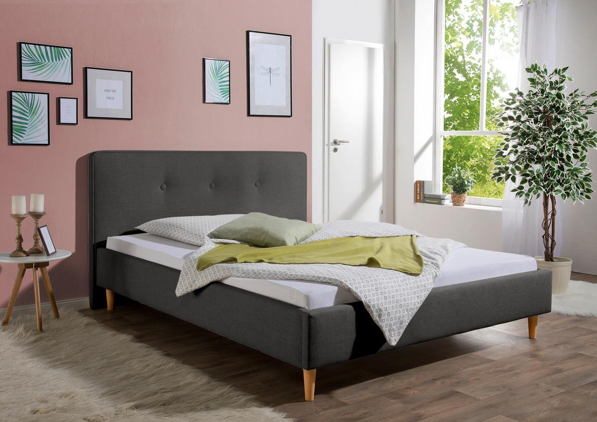 Polsterbett Slade Anthrazit ca. 100x200 cm - Anthrazit/Naturfarben, MODERN, Holz/Textil (100/200cm) - Livetastic