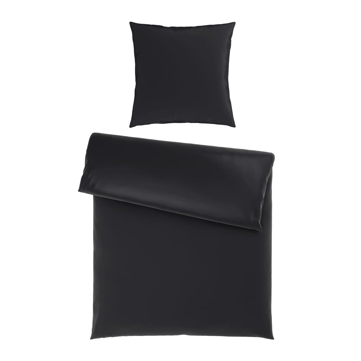 Bettwäsche Xenia Uni XL Schwarz ca. 155x220cm - Schwarz, MODERN, Textil (155/220cm) - Premium Living