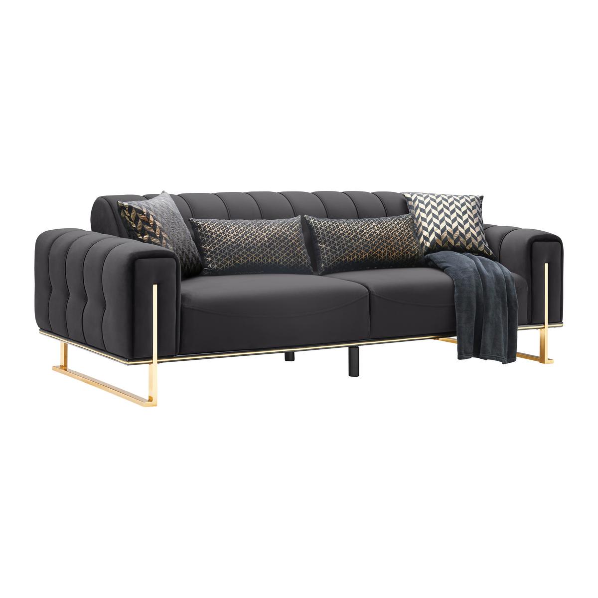 3-Sitzer-Sofa Aile in Schwarz/Goldfarben - Goldfarben/Schwarz, LIFESTYLE, Textil (244/80/90cm) - Based