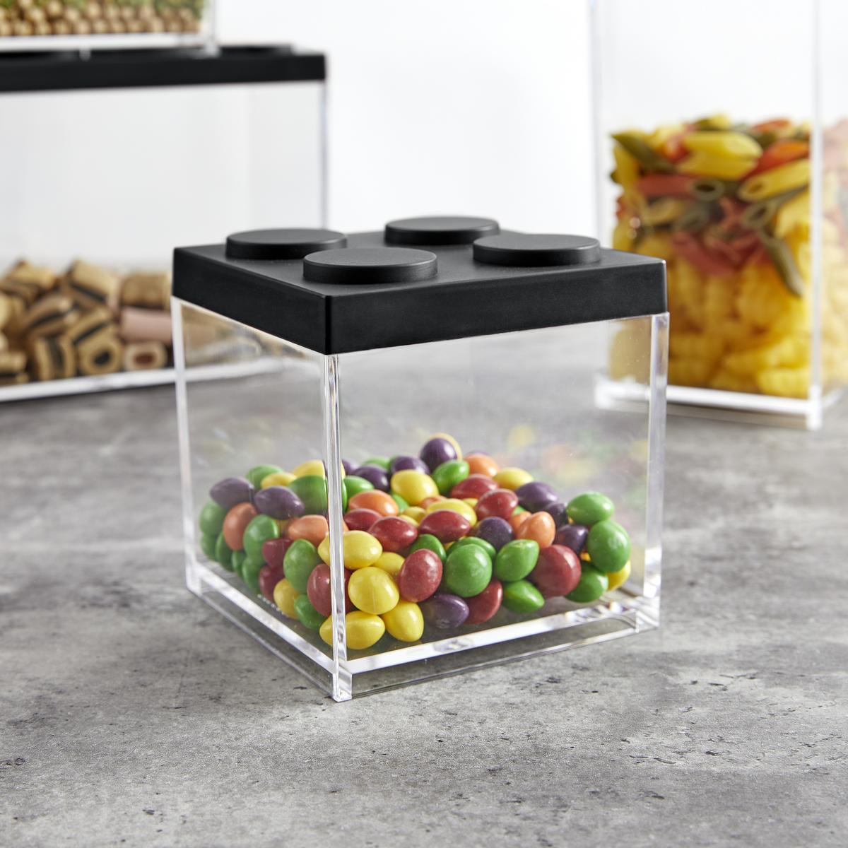 POJEMNIK KUCHENNY AGNETO - czarny/przezroczysty, tworzywo sztuczne (10/10/10,5cm)
