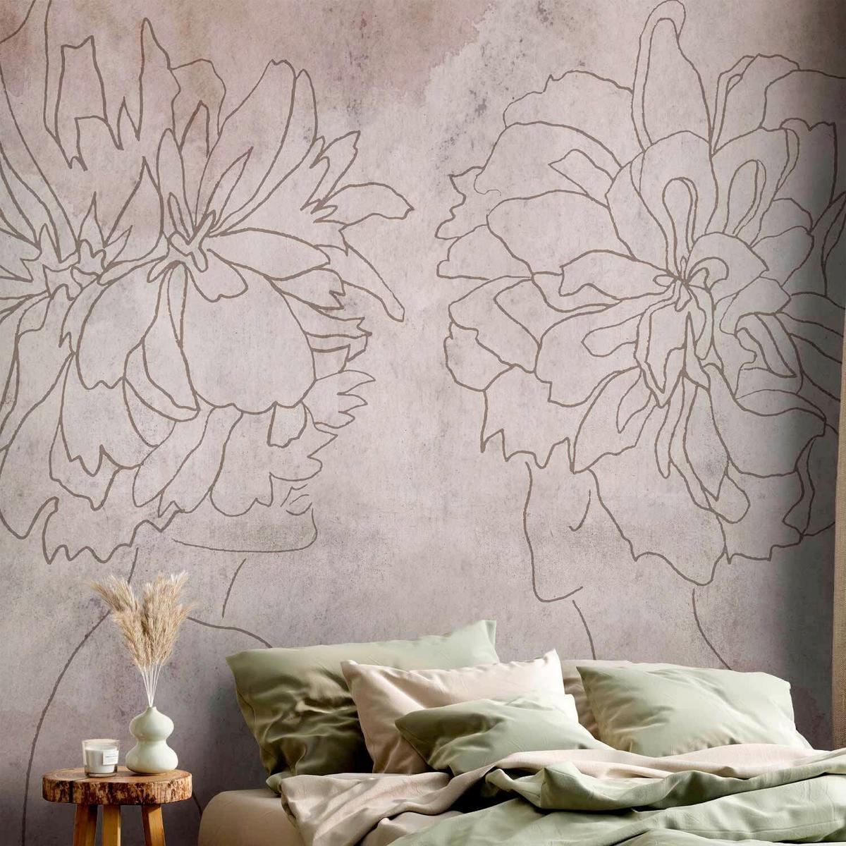 Fotótapéta Floristic Fresco - világosszürke/magenta, Lifestyle, textil (250/175cm) - artgeist