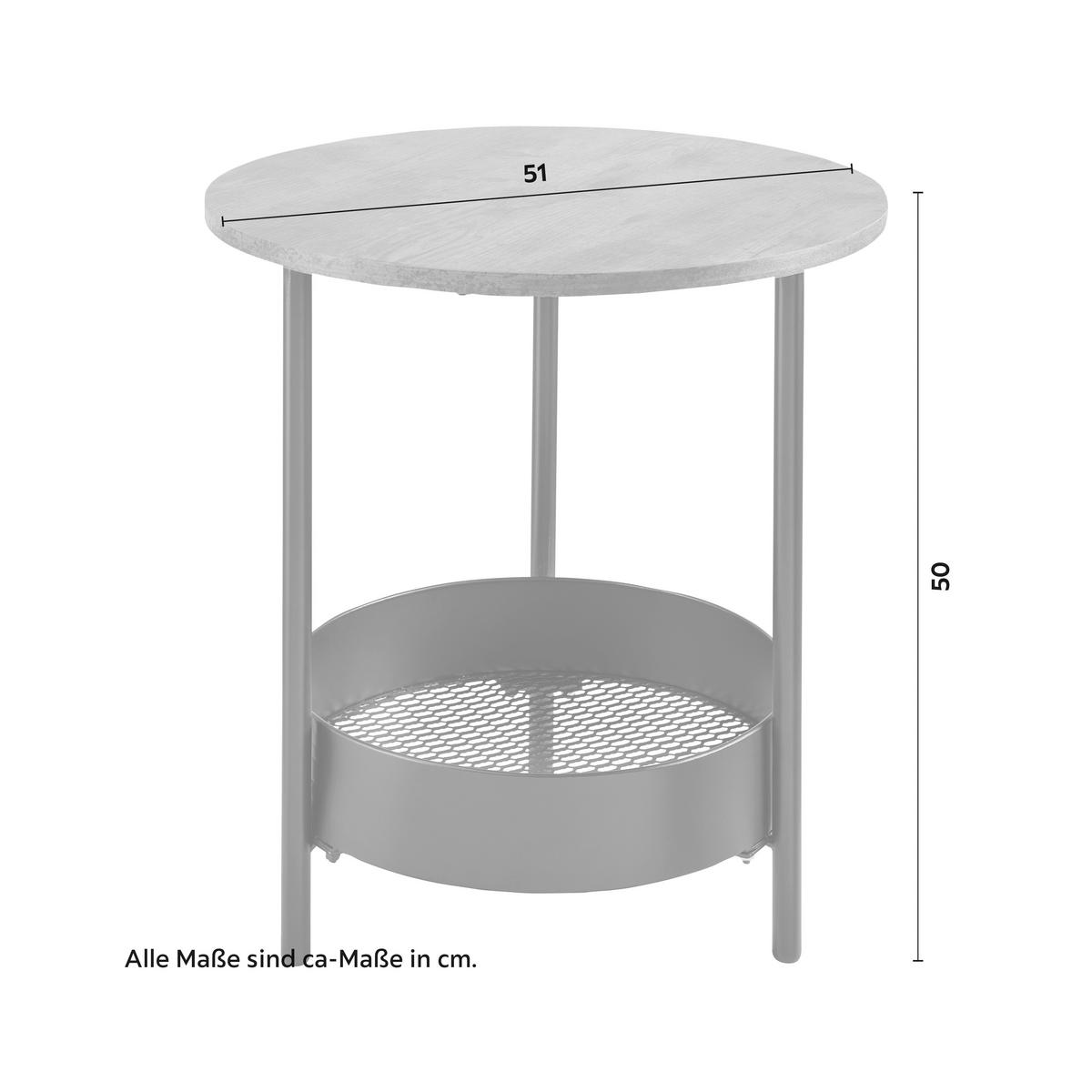 Beistelltisch Ketty Walnussfarben MDF Rund - Walnussfarben/Schwarz, MODERN, Metall (51/51/50cm) - Bessagi Home