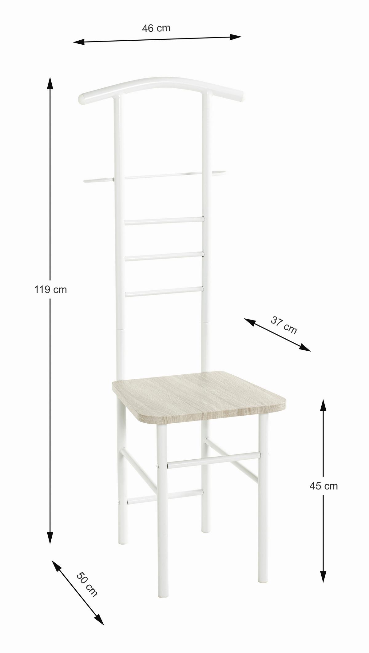 CICHY SŁUGA STEP - kolor dębowy/biały, Basics, materiał drewnopochodny/metal (46/119/50cm) - Carryhome