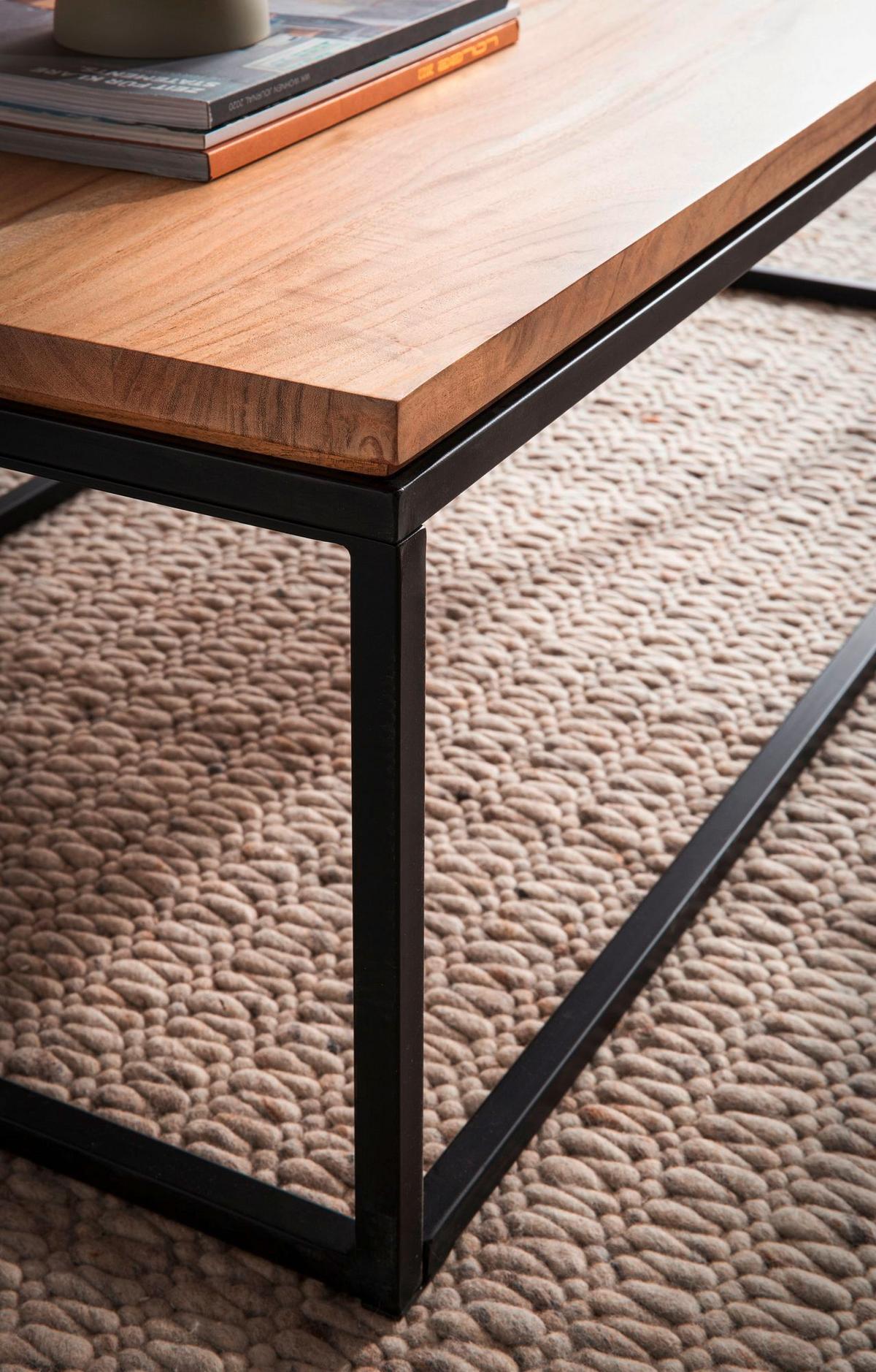 COUCHTISCH WL7.309 - Schwarz/Akaziefarben, Design, Holz/Metall (120/60/40cm) - Livetastic