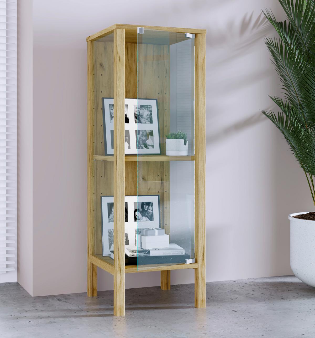 Vitrine Jensol Honigeiche/Klar - Honigeiche/Klar, Design, Glas/Holzwerkstoff (33/98/35cm) - Livetastic