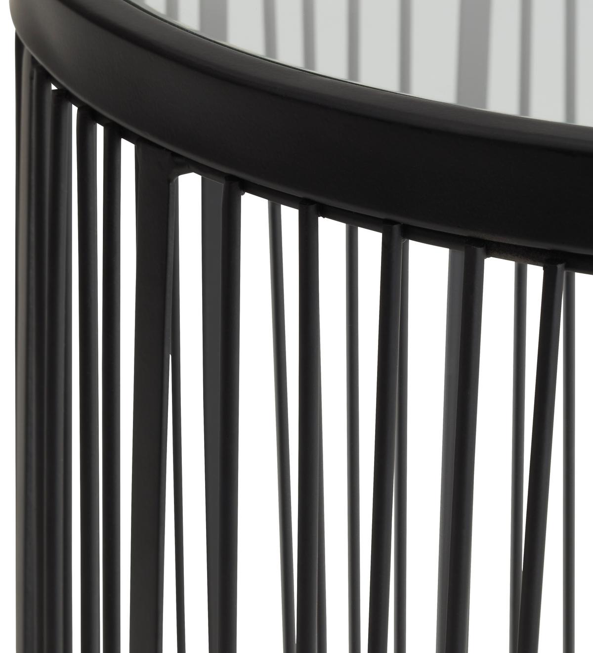 Set de mese auxiliare STICKS - negru, Modern, sticlă/metal (40-45/45-50cm) - Premium Living