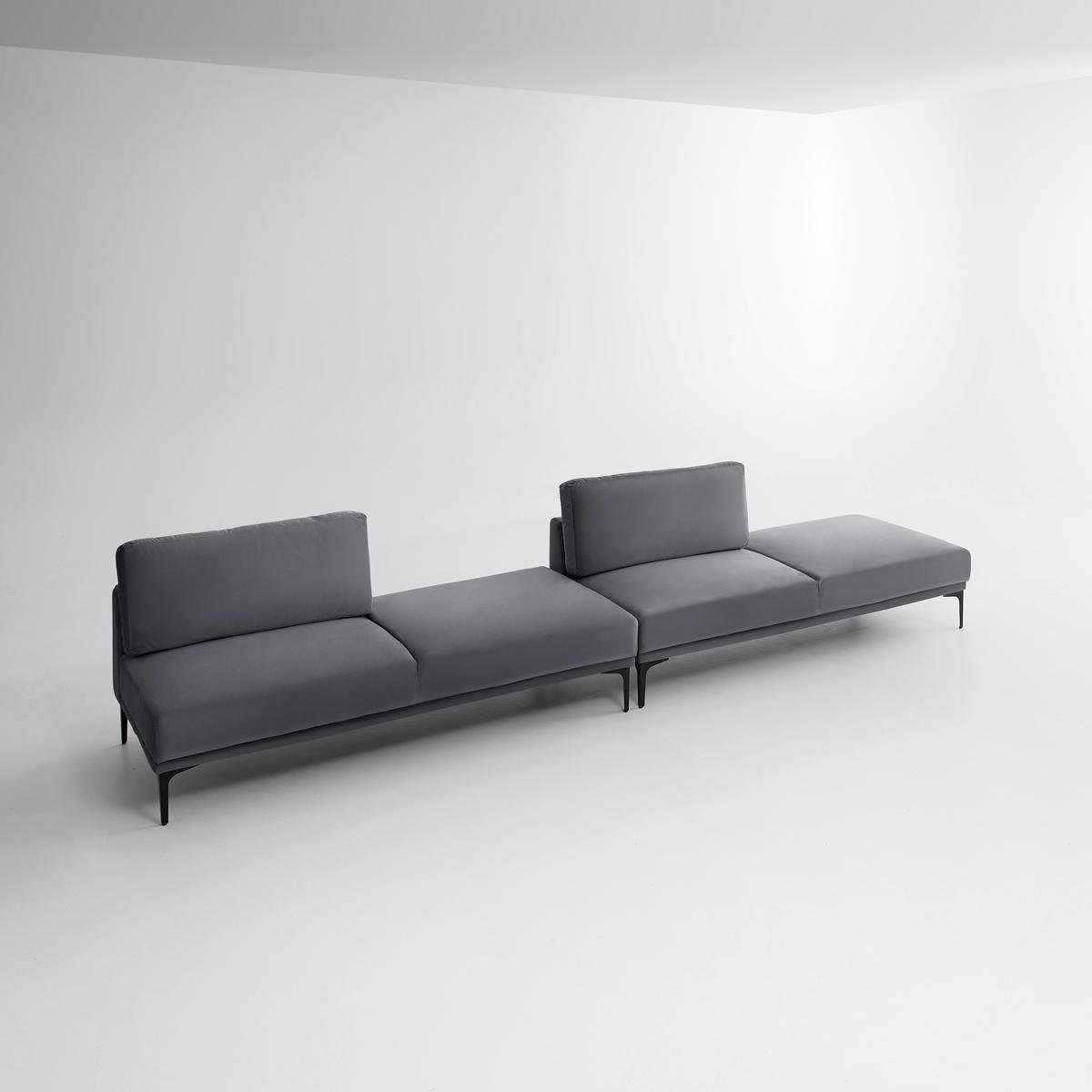 Modulsofa Tessa Dunkelgrau Samt - Dunkelgrau/Schwarz, MODERN, Textil/Metall (180,5/82,5/88,5cm) - Bessagi Home