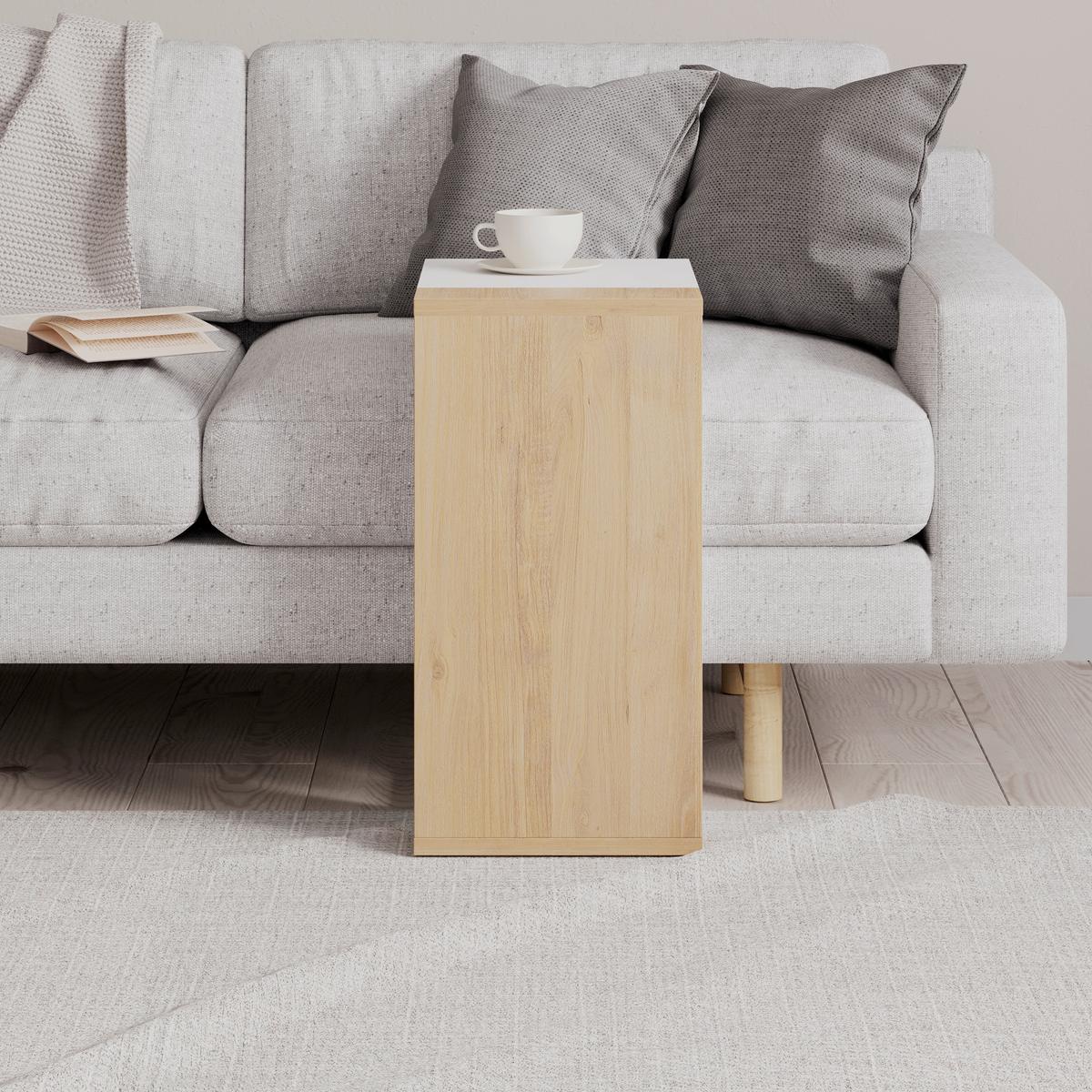 Beistelltisch Zetti ca. 30x57x40 cm Weiß/Eiche - Eichefarben/Weiß, Design, Holzwerkstoff (30/40/57cm) - Livetastic