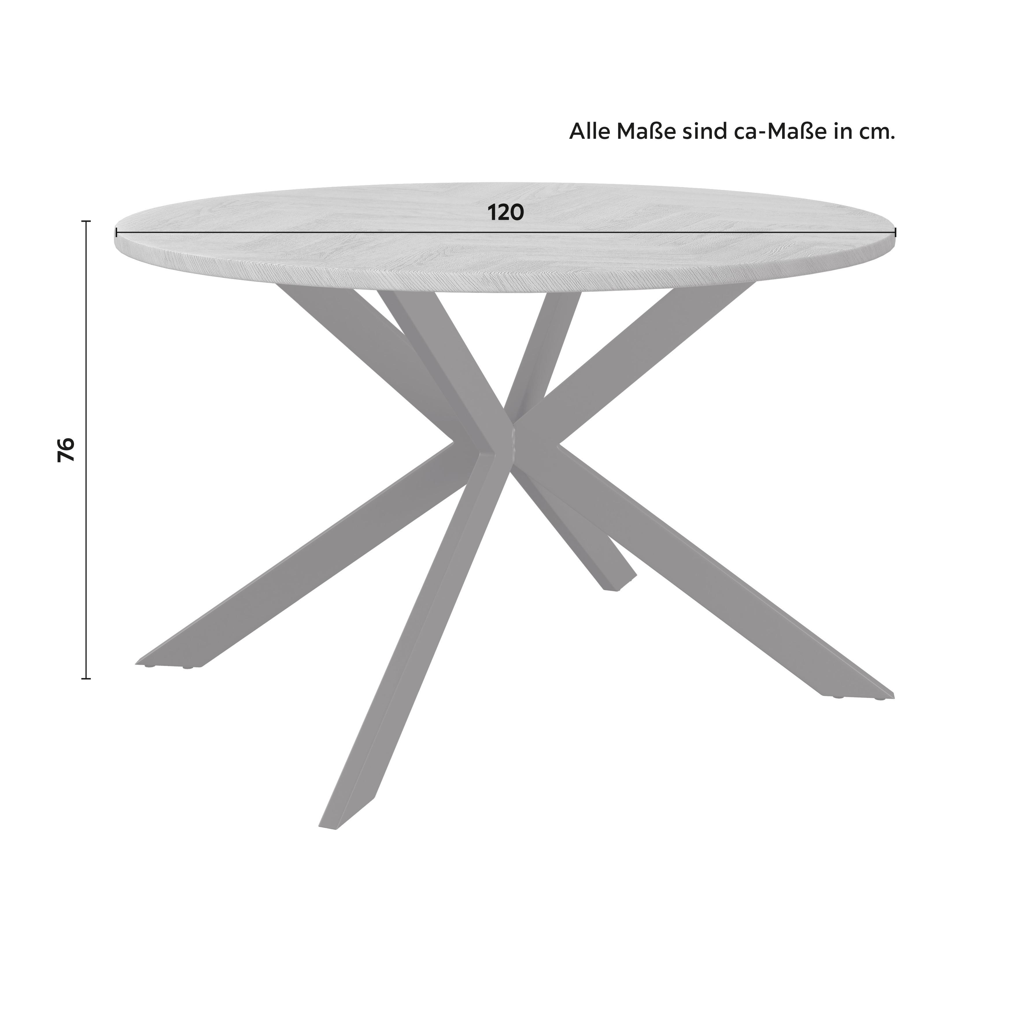 Tischgruppe Eolona Creme 5-tlg. - eukalyptusträ färg/svart, Modern, metall/trämaterial (120/76/120cm) - Bessagi Home