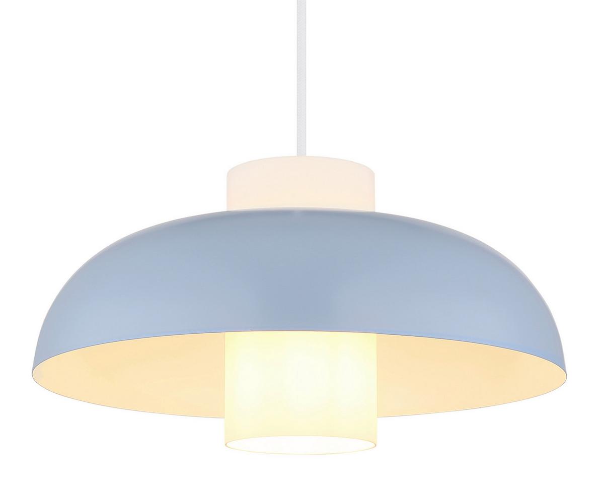 HÄNGELEUCHTE 15755B - Blau/Weiss, Trend, Glas/Textil (38/120cm) - Globo