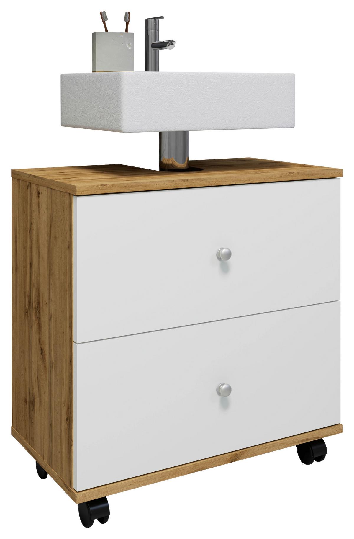 WASCHBECKENUNTERSCHRANK NILOSI L - Honigeiche/Weiss, Modern, Holzwerkstoff/Kunststoff (60/61/33cm) - MID.YOU