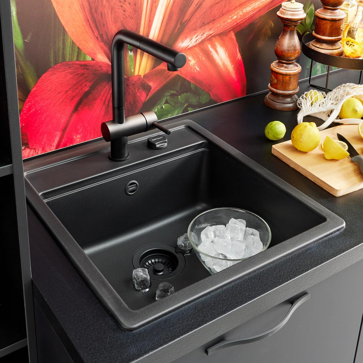 Bucatarie EASYTOUCH - grafit/negru, material pe bază de lemn (123/277cm) - Nobilia