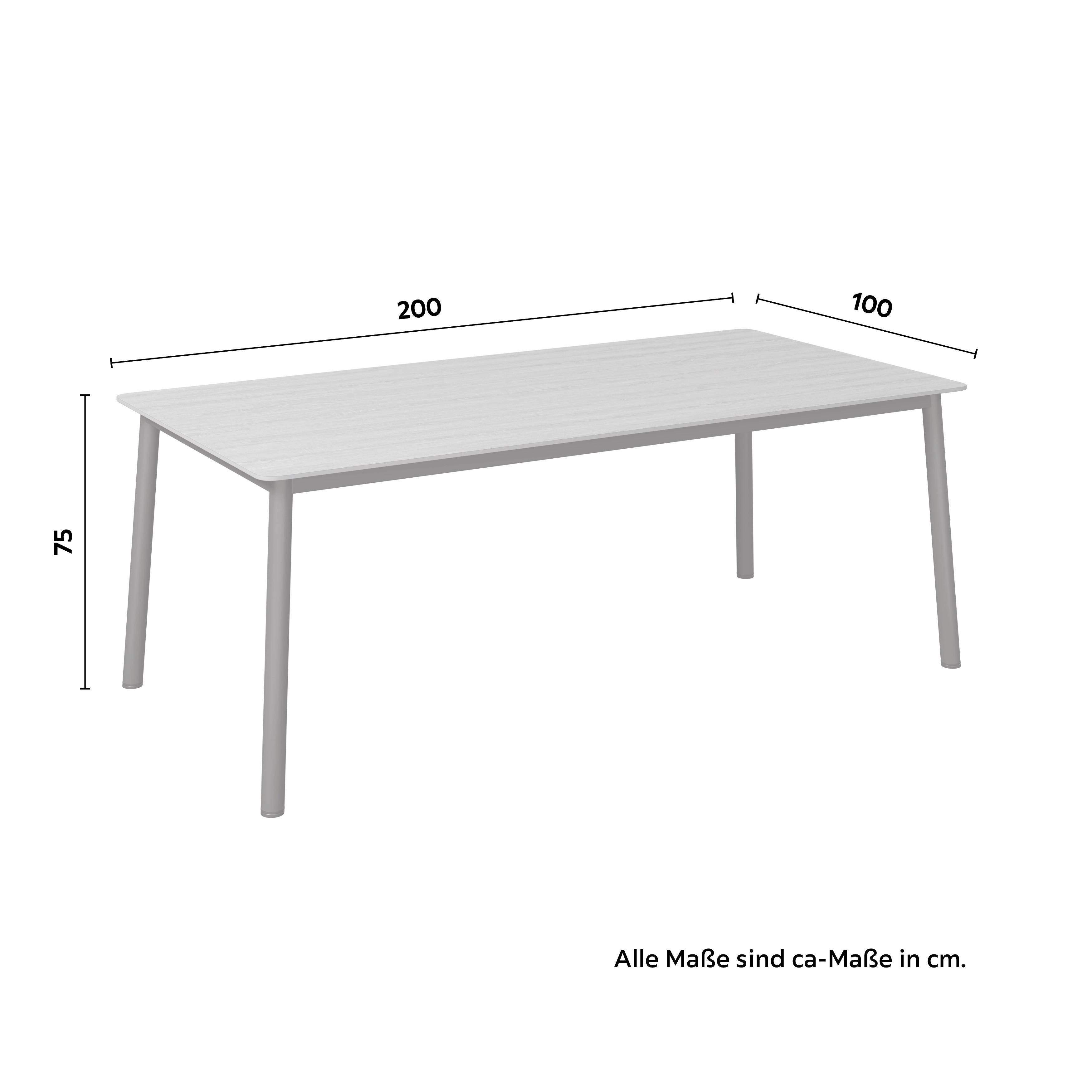 UTEBORD JANNIS - antracit/naturfärgad, Modern, metall/sten (200/100/75cm)
