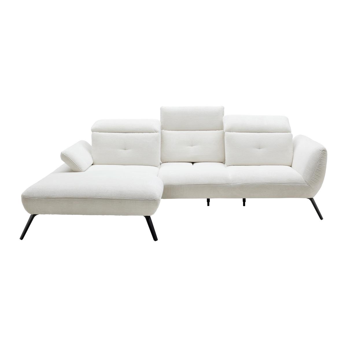 Wohnlandschaft Seattle in Weiß - Weiss/Schwarz, Modern, Holzwerkstoff/Textil (196/301cm) - Premium Living