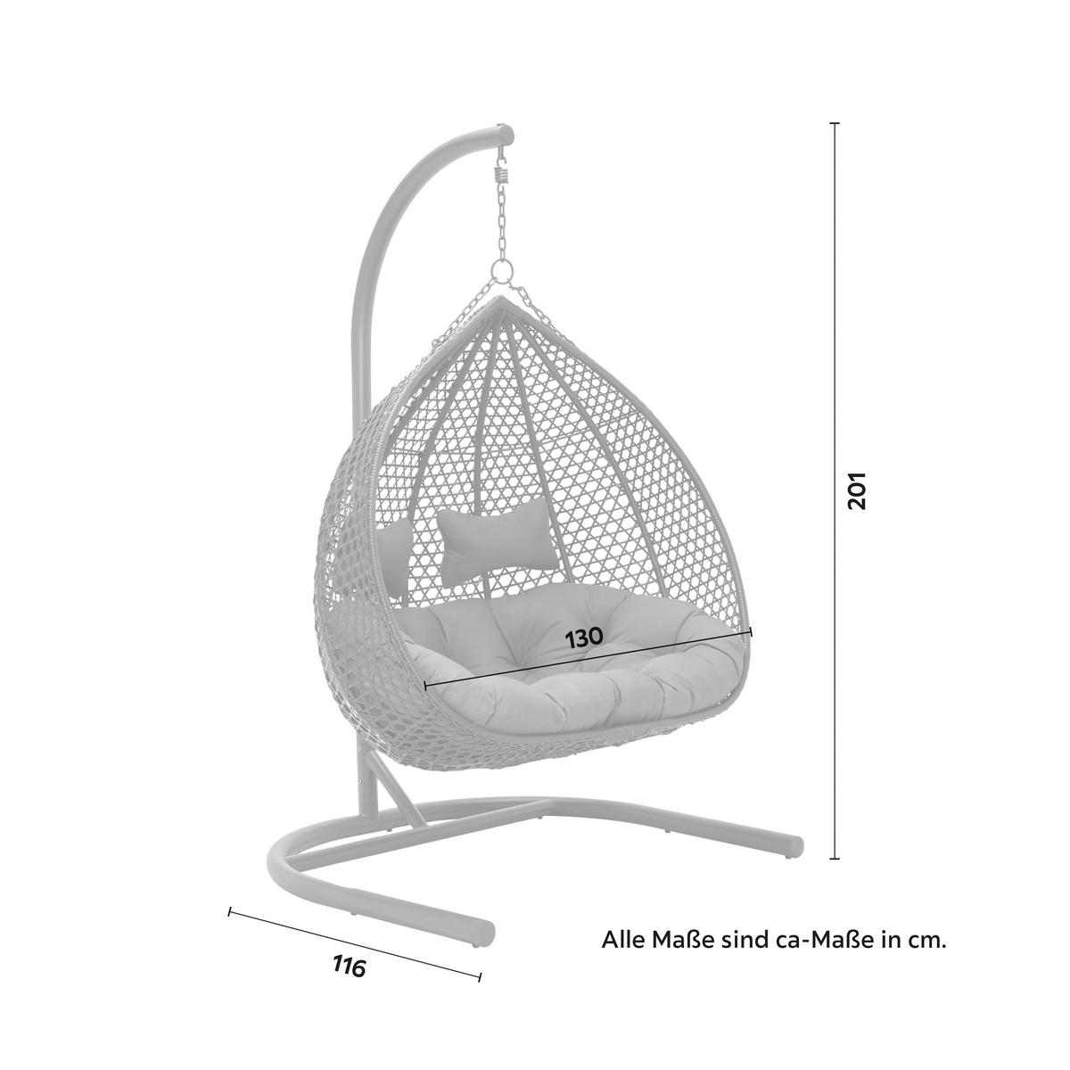 Hängesessel BARI Dunkelgrau, Kissen Grau - Dunkelgrau/Grau, Modern, Kunststoff/Textil (130/201/116cm) - Bessagi Garden
