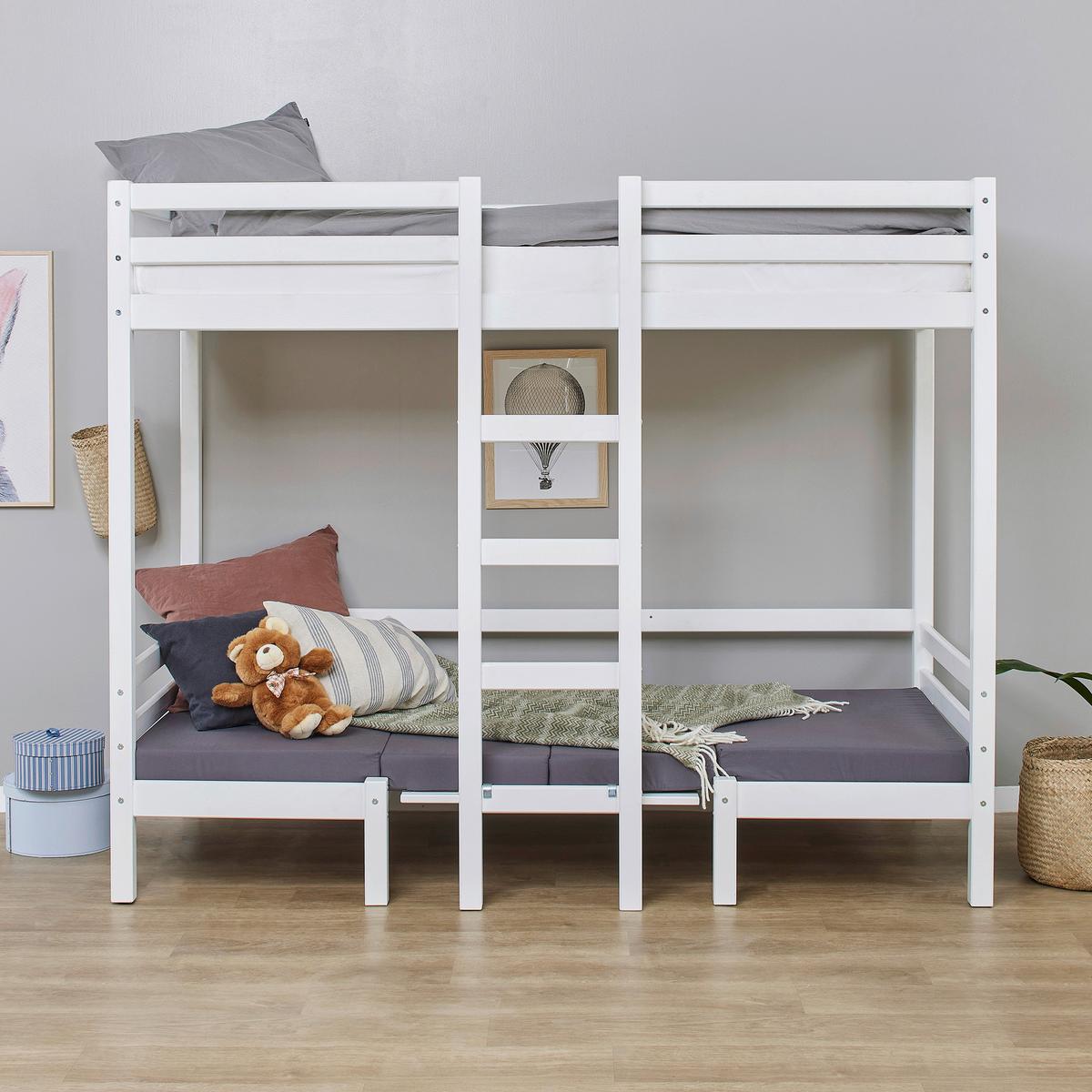 Etagenbett JUMBO Weiß ca. 90x200 cm MDF - Weiß, MODERN, Holz (90/200cm) - MID.YOU