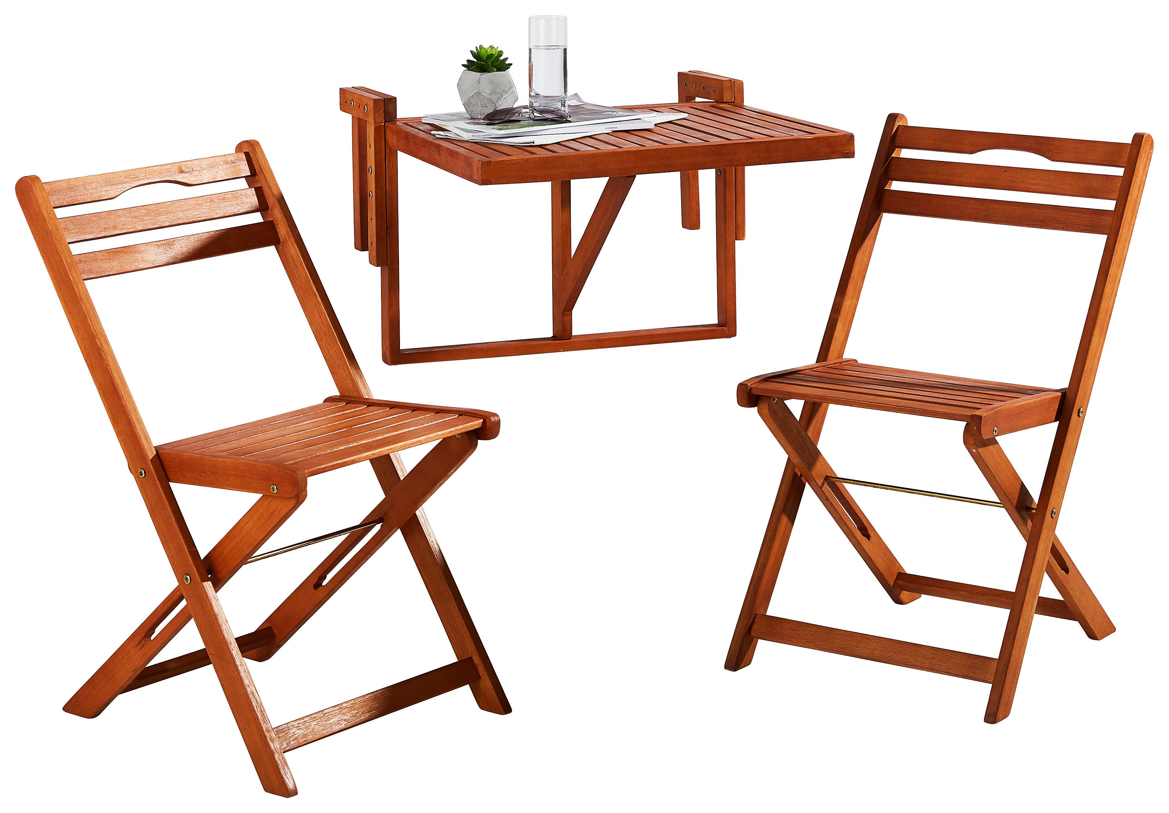 Balkonset 3-tlg. ca. 60x40x49 cm Holz - Braun, LIFESTYLE, Holz (60/40/49cm) - Gardenson