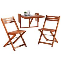 Balkonset 3-tlg. ca. 60x40x49 cm Holz - Braun, LIFESTYLE, Holz (60/40/49cm) - Gardenson
