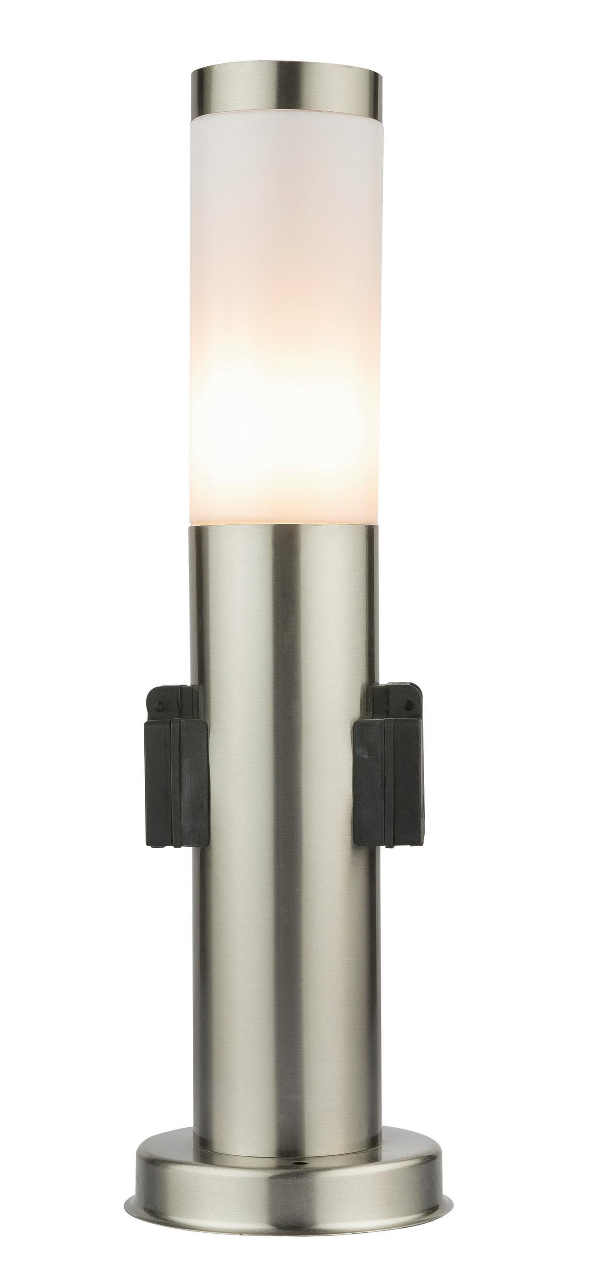 Außenstehleuchte Boston max. 60 Watt - Edelstahlfarben/Opal, Basics, Kunststoff/Metall (13,1/45cm) - Globo