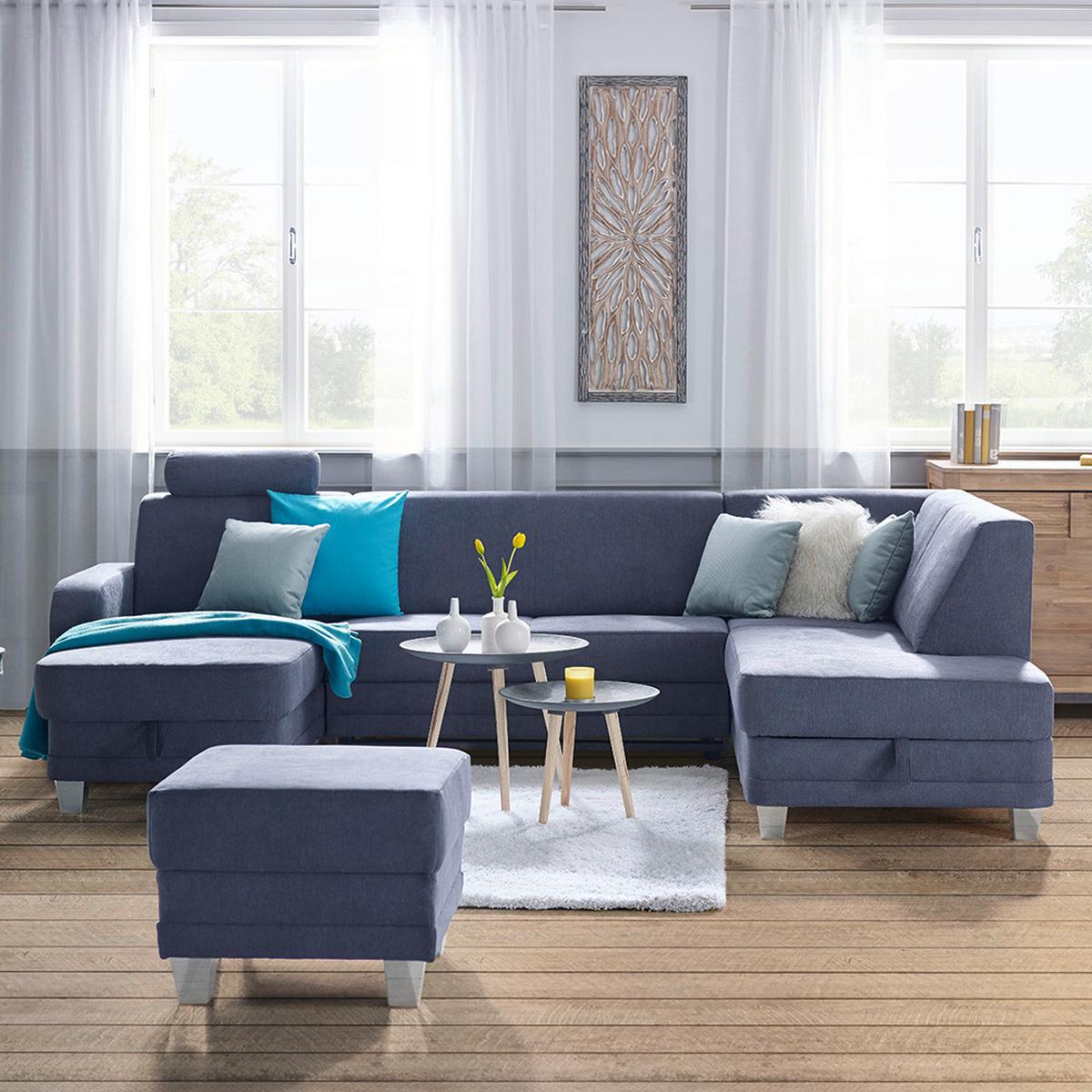 Wohnlandschaft Messina in Dunkelgrau - Chromfarben/Dunkelgrau, MODERN, Kunststoff/Textil (165/296/198cm) - Mömax