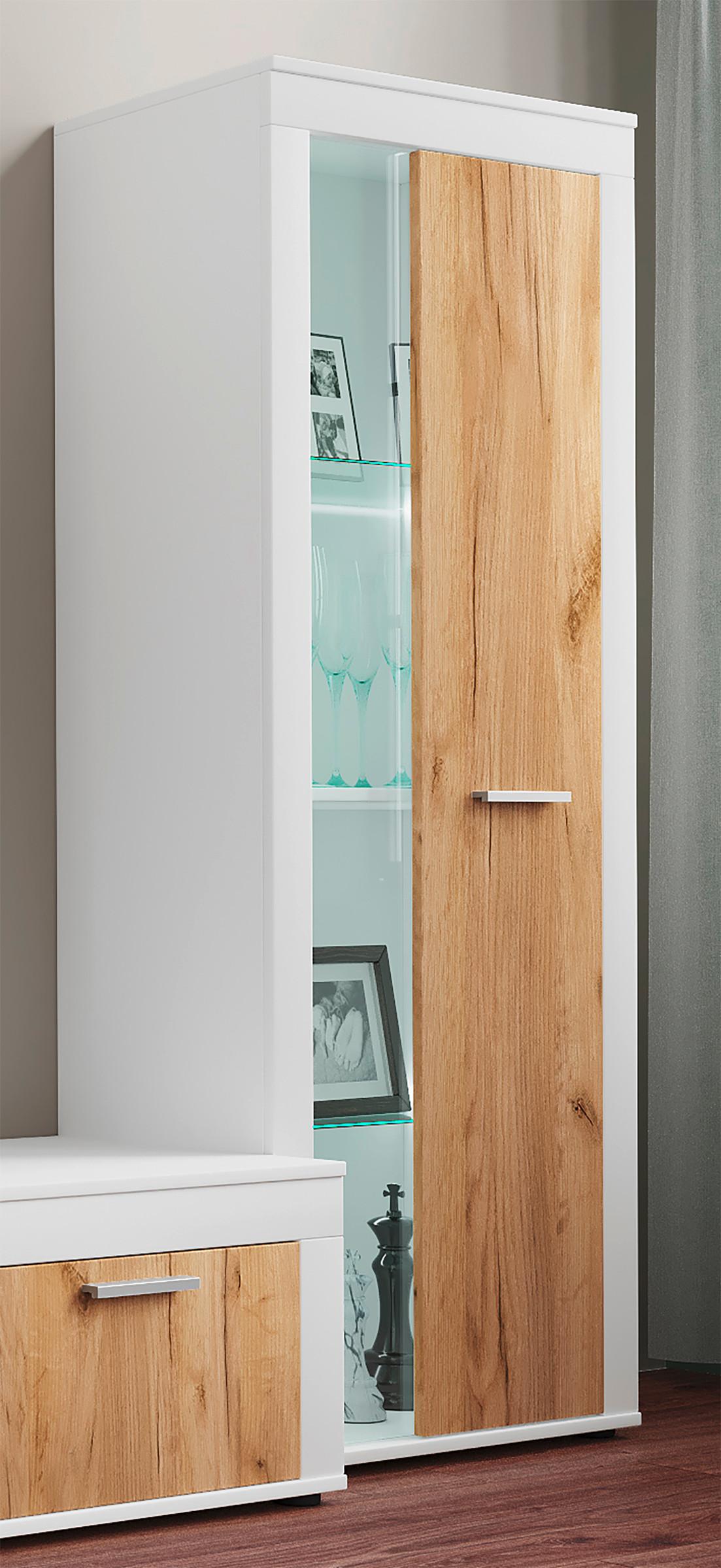VITRINE USILO VITRINE - Honigeiche/Weiss, Design, Glas/Holzwerkstoff (60/159/35cm) - MID.YOU
