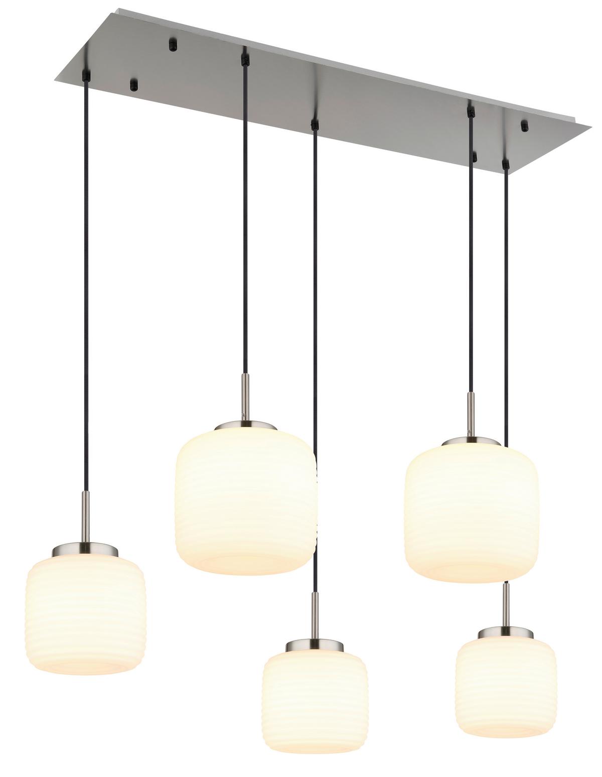 HÄNGELEUCHTE 15772-5H KLADORA - Weiss/Schwarz, Konventionell, Glas/Textil (106/38/130cm) - Globo