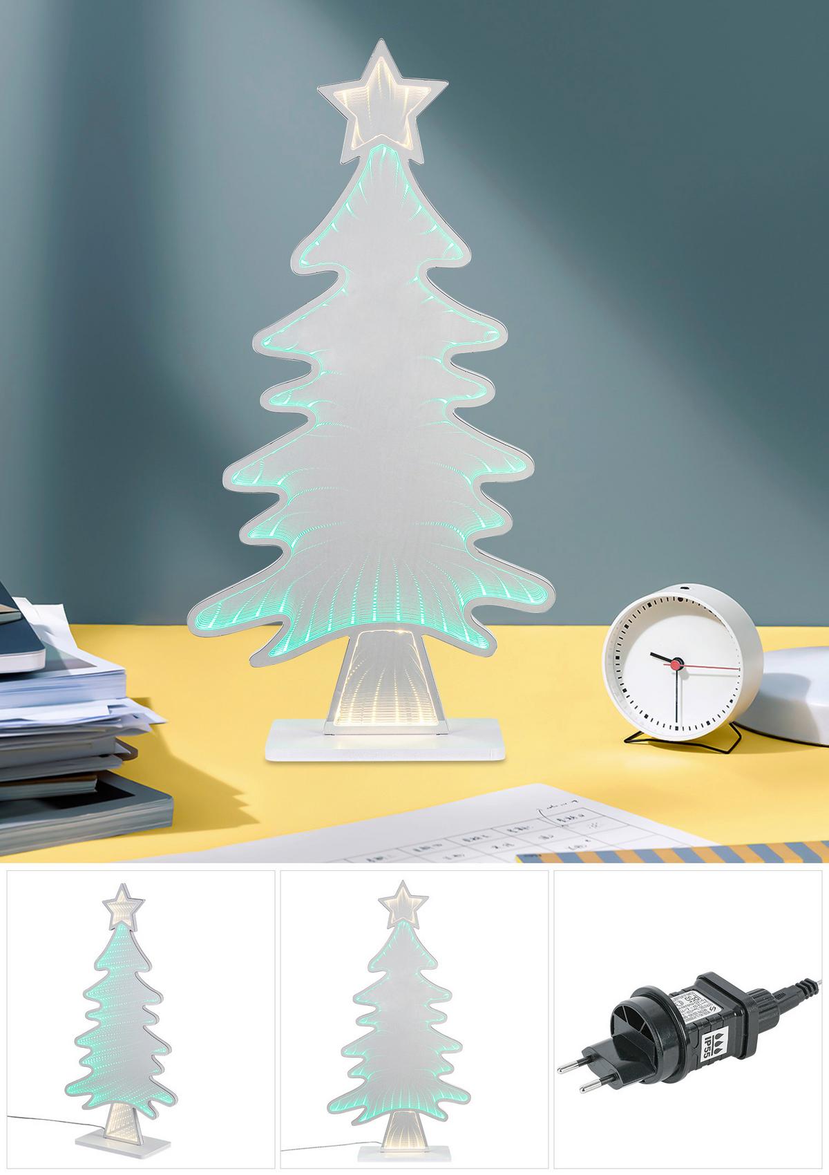 Led-dekoleuchte Tanne Weiss/chromfarben - Chromfarben/Weiss, Design, Kunststoff (31,5/12/60cm) - Mömax