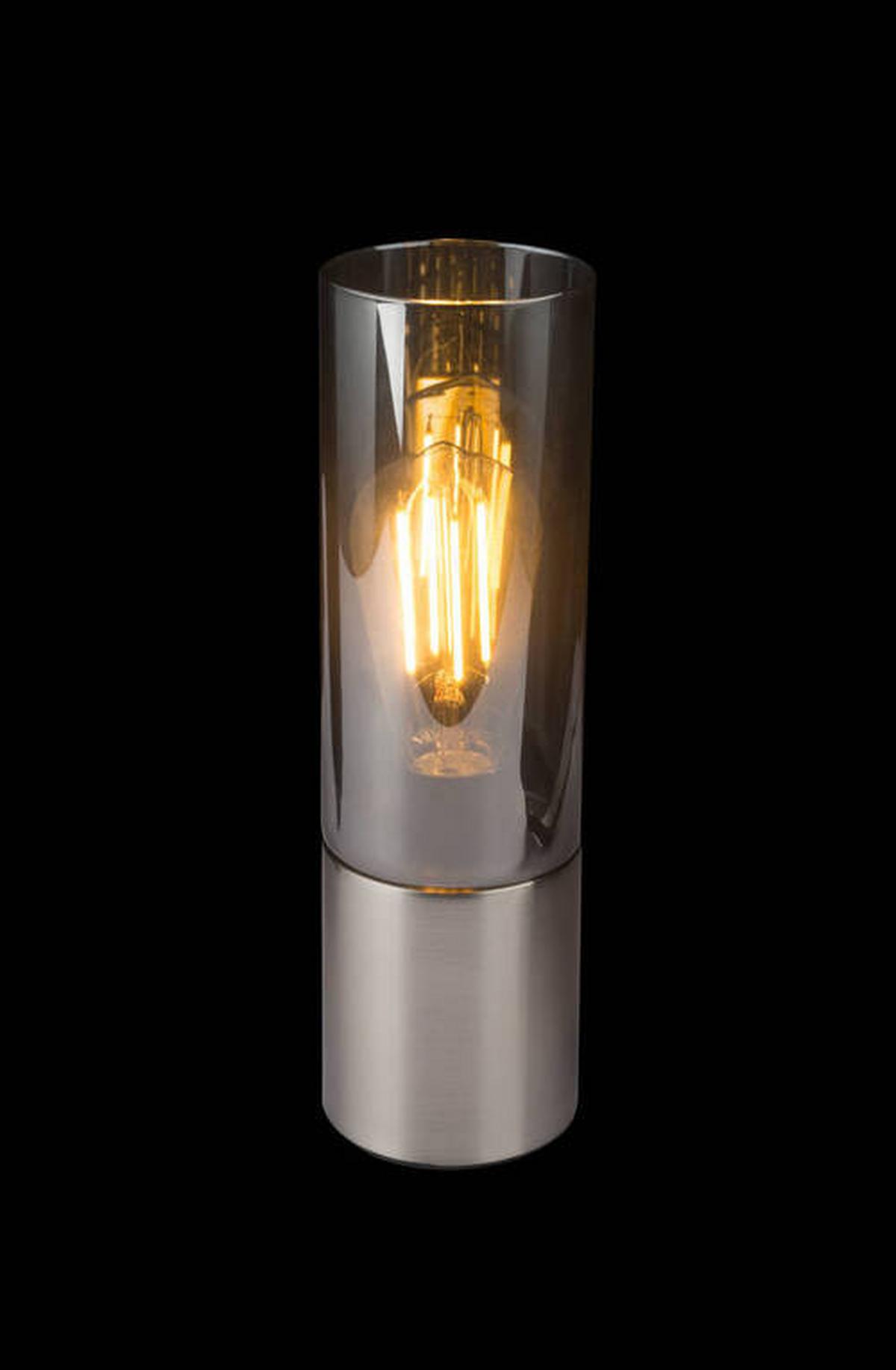 Tischleuchte Annika 21000N in Grau max. 25 Watt - Grau/Nickelfarben, Basics, Glas/Metall (9/30cm) - Globo