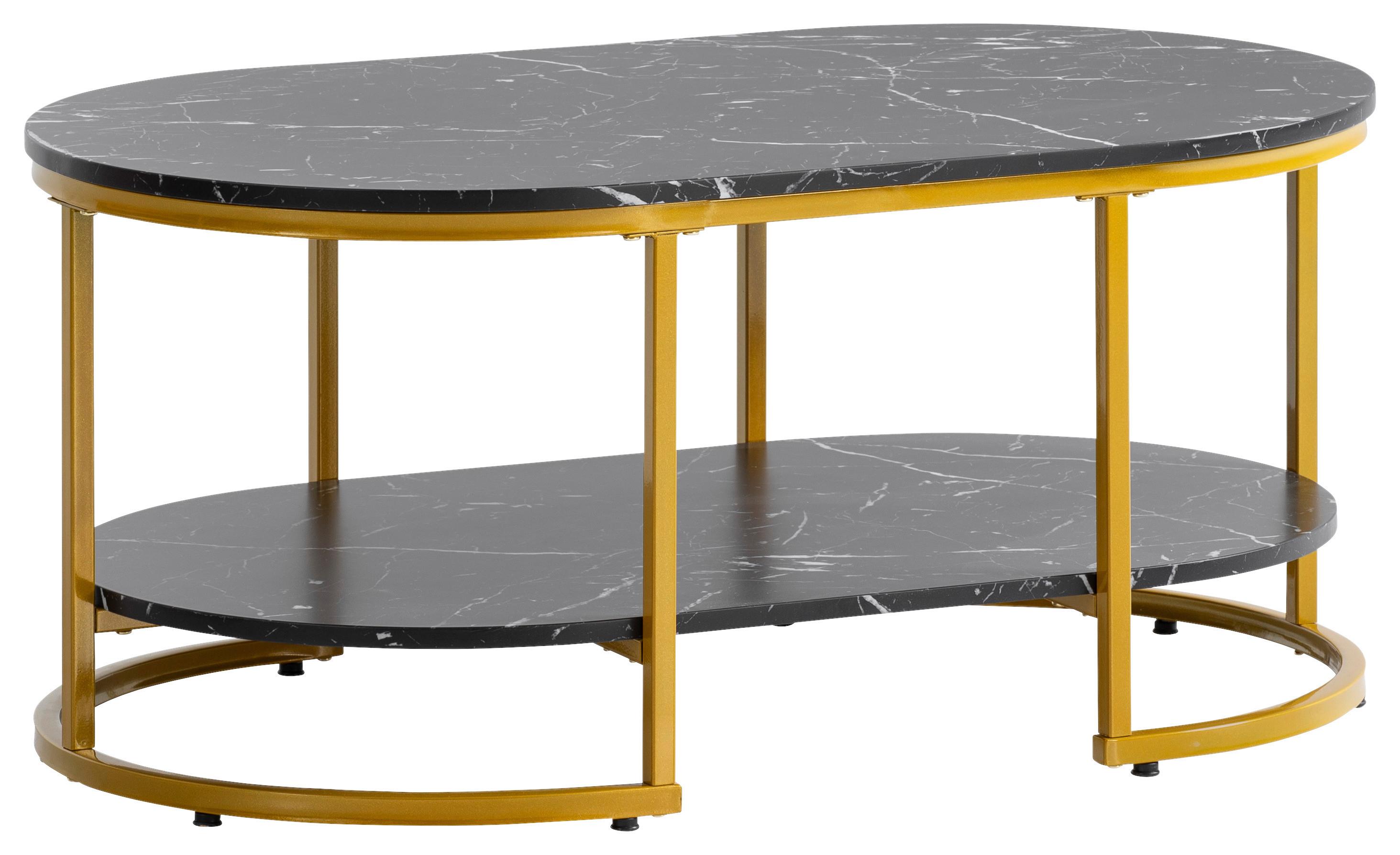 Klubska Miza Wl6.896 - zlate barve/črna, Trendi, kovina/leseni material (100/60/45cm) - Livetastic